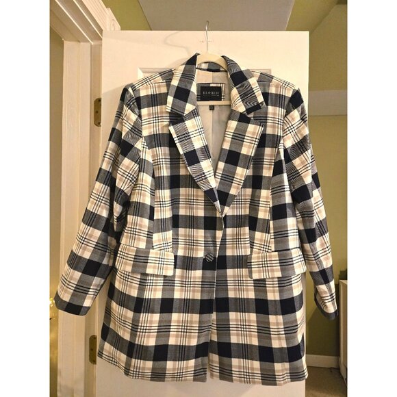 Eloquii Womens Plus Size 16 Blazer Plaid Fully Lined One Button Career - Picture 2 of 5